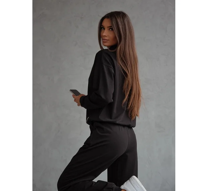 Súprava mikiny so stojačikom a nohavíc čierna (82162)