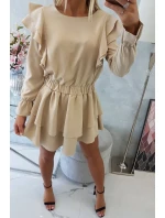 Šaty so zvislými volánmi béžovej Šaty so zvislými volánmi béžovej