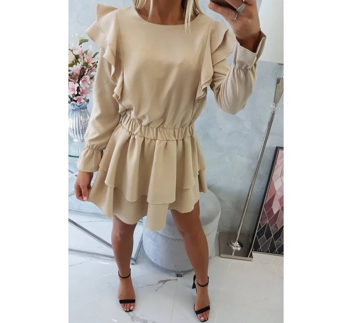 Šaty so zvislými volánmi béžovej Šaty so zvislými volánmi béžovej