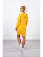 Šaty s kapucí hořčicové