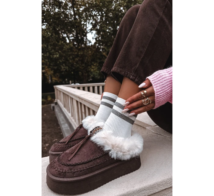 Śniegowce Damskie Z Futerkiem Na Platformie Czekoladowe Rosmira Śniegowce Damskie Z Futerkiem Na Platformie Czekoladowe Rosmira