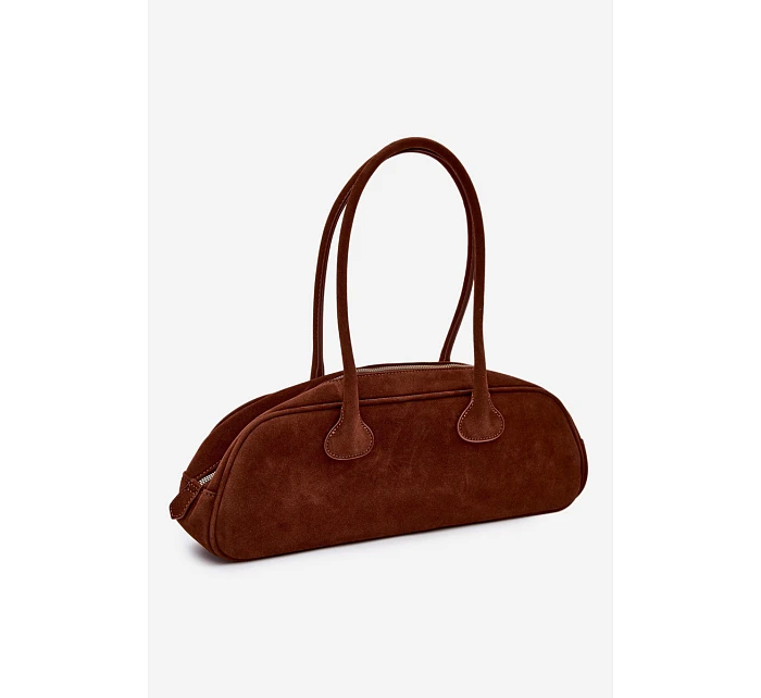 Kožená kabelka Bageta s přívěskem jezevčíkem Camel Annette