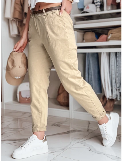 Dámské kalhoty chinos s páskem tmavě béžové Dstreet model 21986488 - FashionStreet