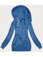 Svetlomodrá dámska mikina na zips s hviezdičkovým vzorom (2313)