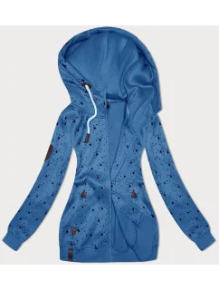 Svetlomodrá dámska mikina na zips s hviezdičkovým vzorom (2313)