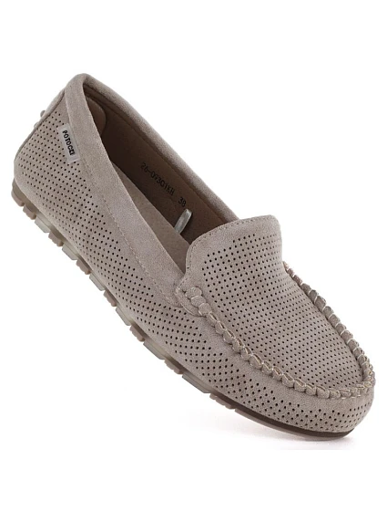 Dámske semišové poltopánky khaki farby Potocki 09301