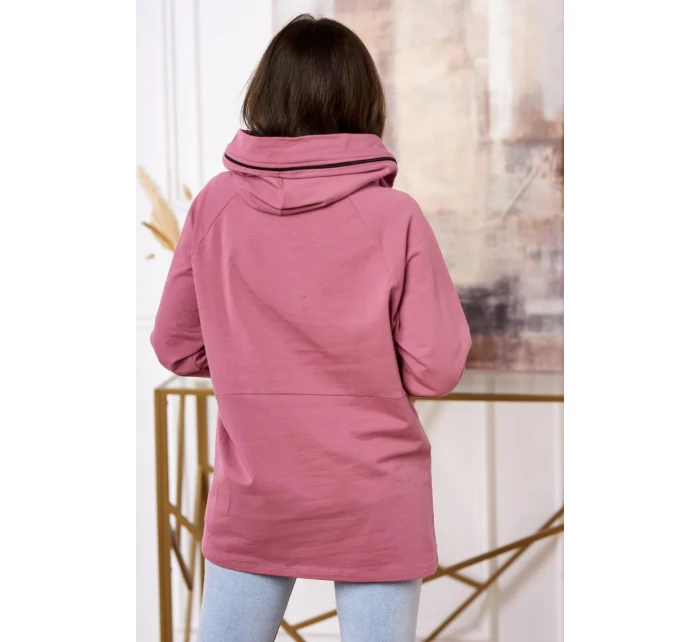 Tmavo ružová tunika na zips s kapucňou Oversize Tmavo ružová tunika na zips s kapucňou Oversize