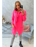 Oversize tunika s obálkou vpredu ružová neónová
