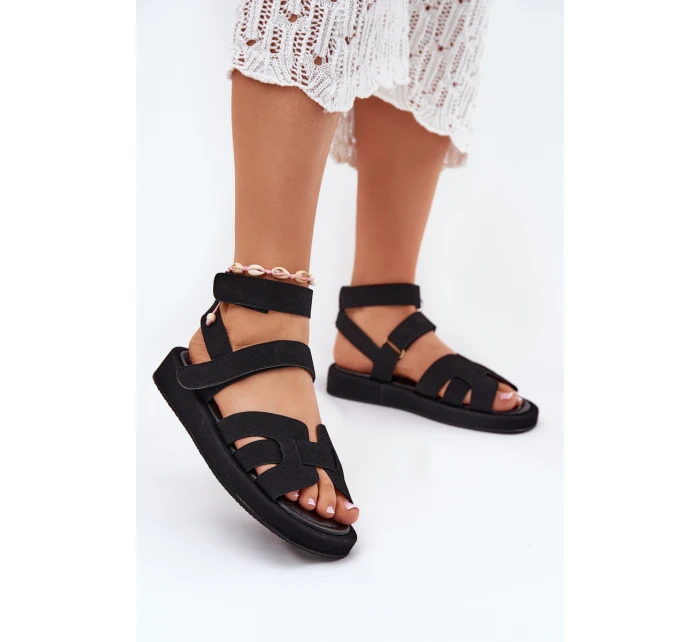 Sandały Damskie Z Rzepami Czarne Uvissa Sandały Damskie Z Rzepami Czarne Uvissa