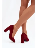 Dámske semišové lodičky na podpätku Sergio Leone - bordová