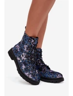 Dámske zateplené členkové topánky 57C1052 Dark Blue Pattern - Artiker