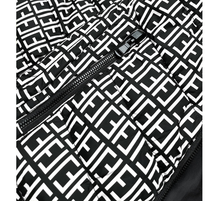 Čierno-biela dámska vzorovaná bunda (W711)
