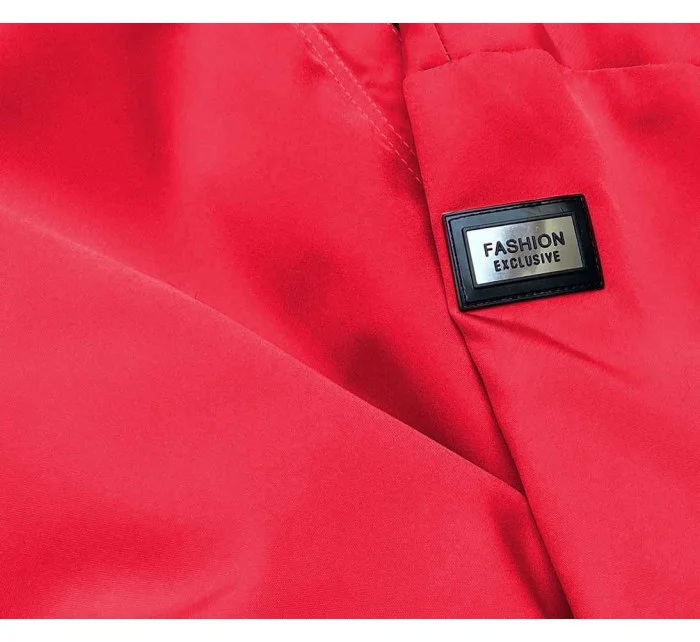 Dámska tenká bunda s ozdobným lemovaním červená (B8141-4)