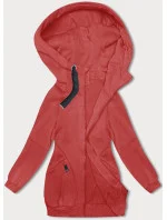 Dámska dlhá mikina voľného strihu s rebrovanými manžetami, červená (AMG-332A)