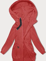 Dámska dlhá mikina voľného strihu s rebrovanými manžetami, červená (AMG-332A)