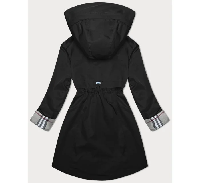 Černá bunda parka s ozdobnou podšívkou model 19709885 - BH FOREVER Černá bunda parka s ozdobnou podšívkou model 19709885 - BH FOREVER