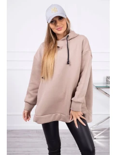 Zateplená mikina so zipsom na boku tmavo béžová