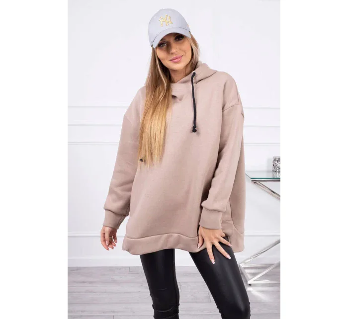 Zateplená mikina so zipsom na boku tmavo béžová Zateplená mikina so zipsom na boku tmavo béžová