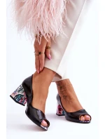 Kožené lodičky s ozdobným podpatkem Boty Černá model 21615894 - Boto