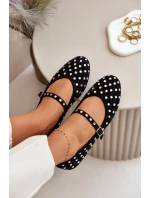 Zdobené baleríny s páskem eko černé model 21670629 - Boto