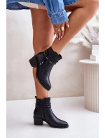 Dámské boty na podpatku z podšívkou černé model 21672432 - Boto