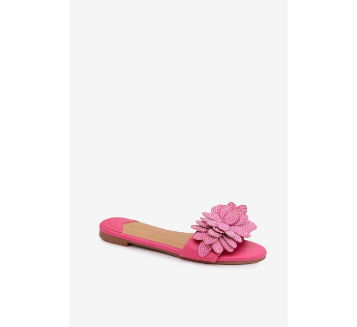 Dámské ploché pantofle s výzdobou Fuksie Grelora