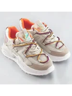 Béžové dámske sneakersy s dvojitými šnúrkami (7001)