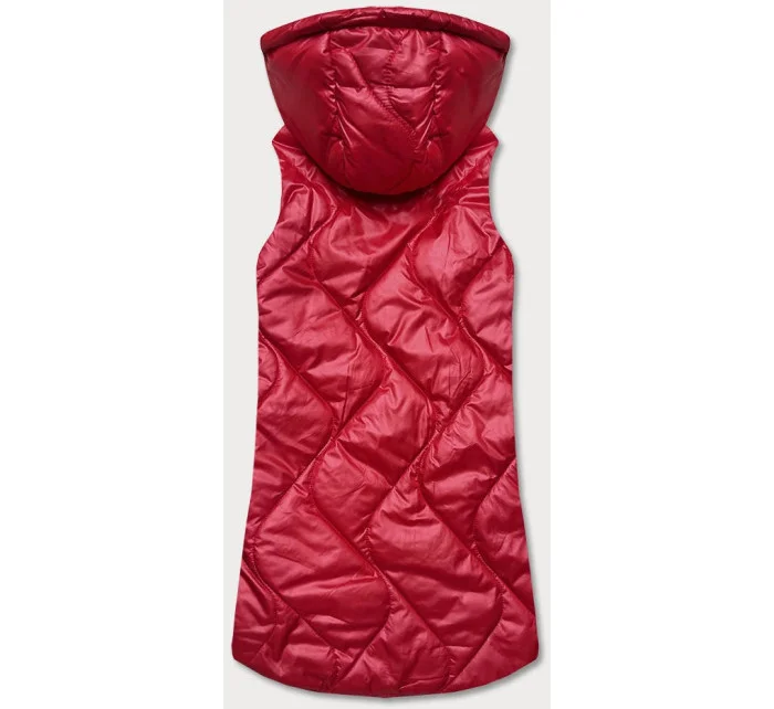 Červená dámska vesta s kapucňou (B0129-4)