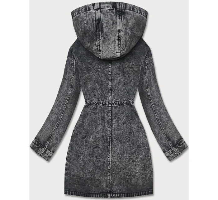 Černá dámská džínová bunda na knoflíky model 18209622 - Re-Dress