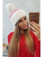 Dámská čepice Ellen s bambulí model 18751771 bílá - K-Fashion