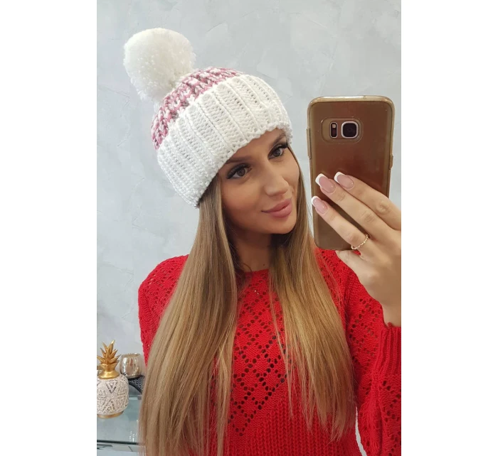 Dámská čepice Ellen s bambulí model 18751771 bílá - K-Fashion