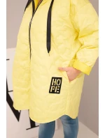 Dámska prešívaná bunda s kapucňou a HOPE Yellow