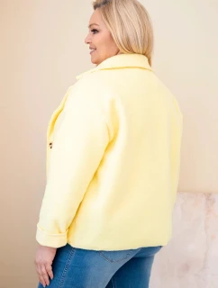 Dámska bunda s vlnenou textúrou a vreckami v nadmernej veľkosti žltá