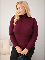 Dámský viskózový svetr Plus Size s rolákem v klasickém střihu švestkový