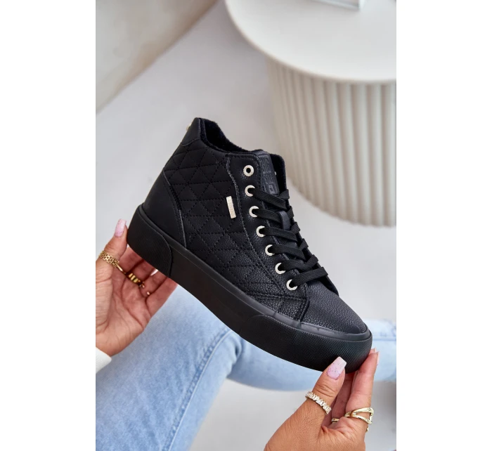 Ocieplane Trampki Damskie Z Przeszyciami Big Star OO274A480 Czarne Ocieplane Trampki Damskie Z Przeszyciami Big Star OO274A480 Czarne