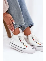 Kožené Vysoké Tenisky Dámské model 21691449 Bílé - Goe