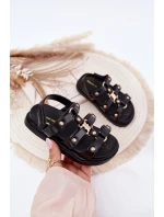 Dziewczęce Sandałki Ze Złotym Detalem Czarne Lunessa Dziewczęce Sandałki Ze Złotym Detalem Czarne Lunessa