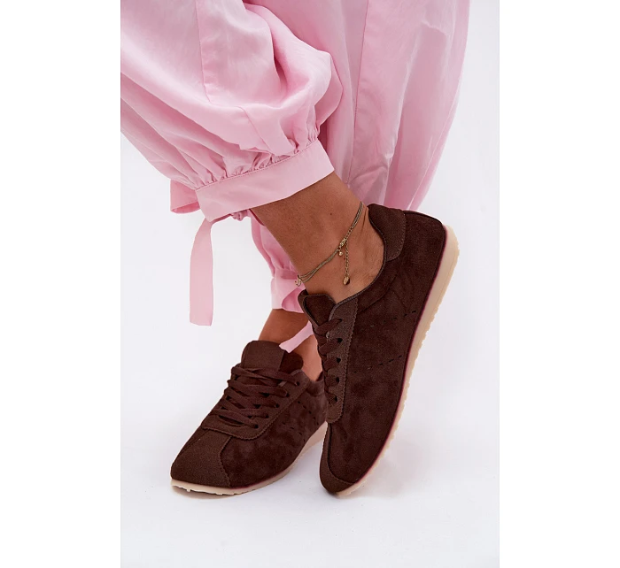 Dámské tenisky z eko semiše nízké čokoládové model 22122911 - Boto