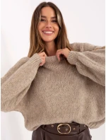 Sweter MI SW model 21418044 beżowy - FPrice Sweter MI SW model 21418044 beżowy - FPrice