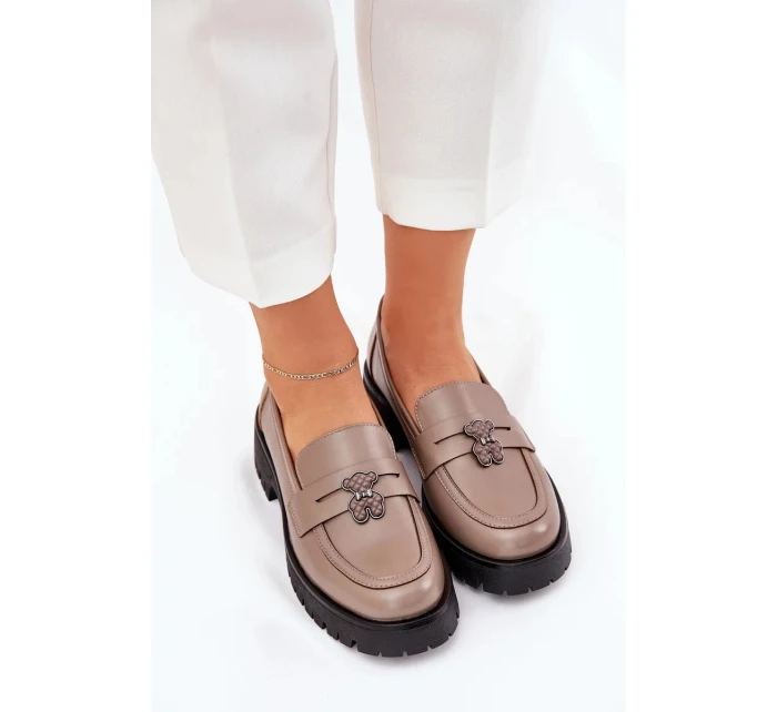 Dámske kožené mokasíny "Miś" Vinceza - béžové