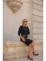 Denné šaty M416 - čierno-hnedé - La Aurora