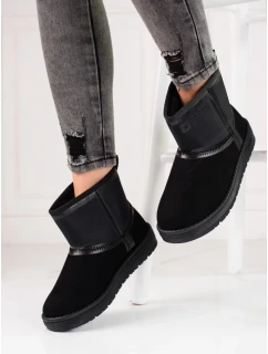 Originálne dámske čierne snežnice bez podpätku