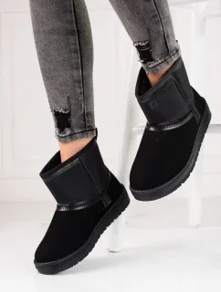 Originálne dámske čierne snežnice bez podpätku