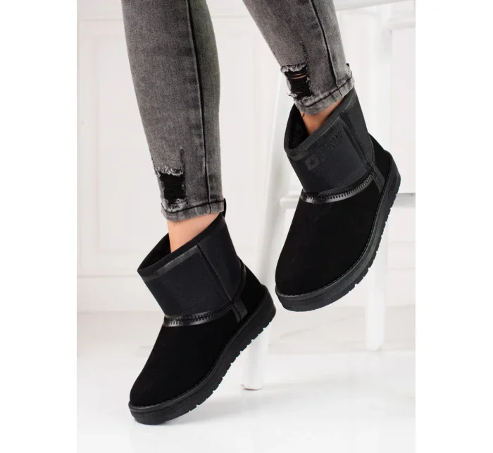 Originálne dámske čierne snežnice bez podpätku Originálne dámske čierne snežnice bez podpätku