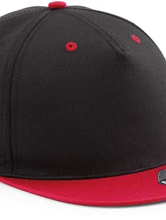 Beechfield B 610C 5-panelová snapbacková čiapka s kontrastným lemom 53.610C čierna/klasická červená