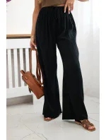 Mušelínové kalhoty se širokou nohavicí černý Mušelínové kalhoty se širokou nohavicí černý