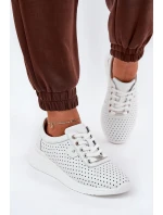 Damskie Skórzane Buty Sportowe Vinceza 79532 Białe