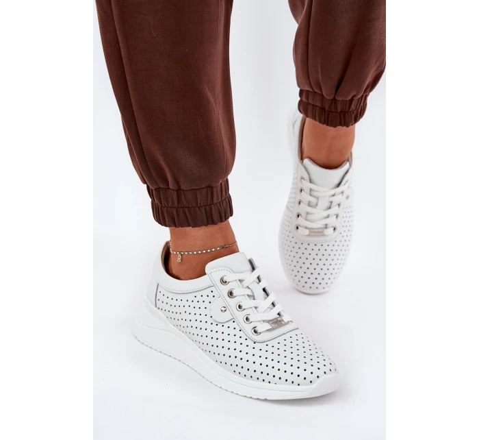 Damskie Skórzane Buty Sportowe Vinceza 79532 Białe