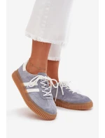 Zamszowe Sneakersy Damskie Na Platformie Niebieskie Marisae