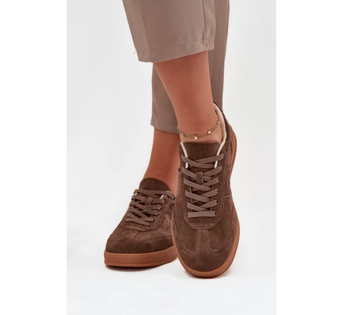 Zamszowe Sneakersy Damskie Big Star SS274676 HI-POLY SYSTEM Brązowe